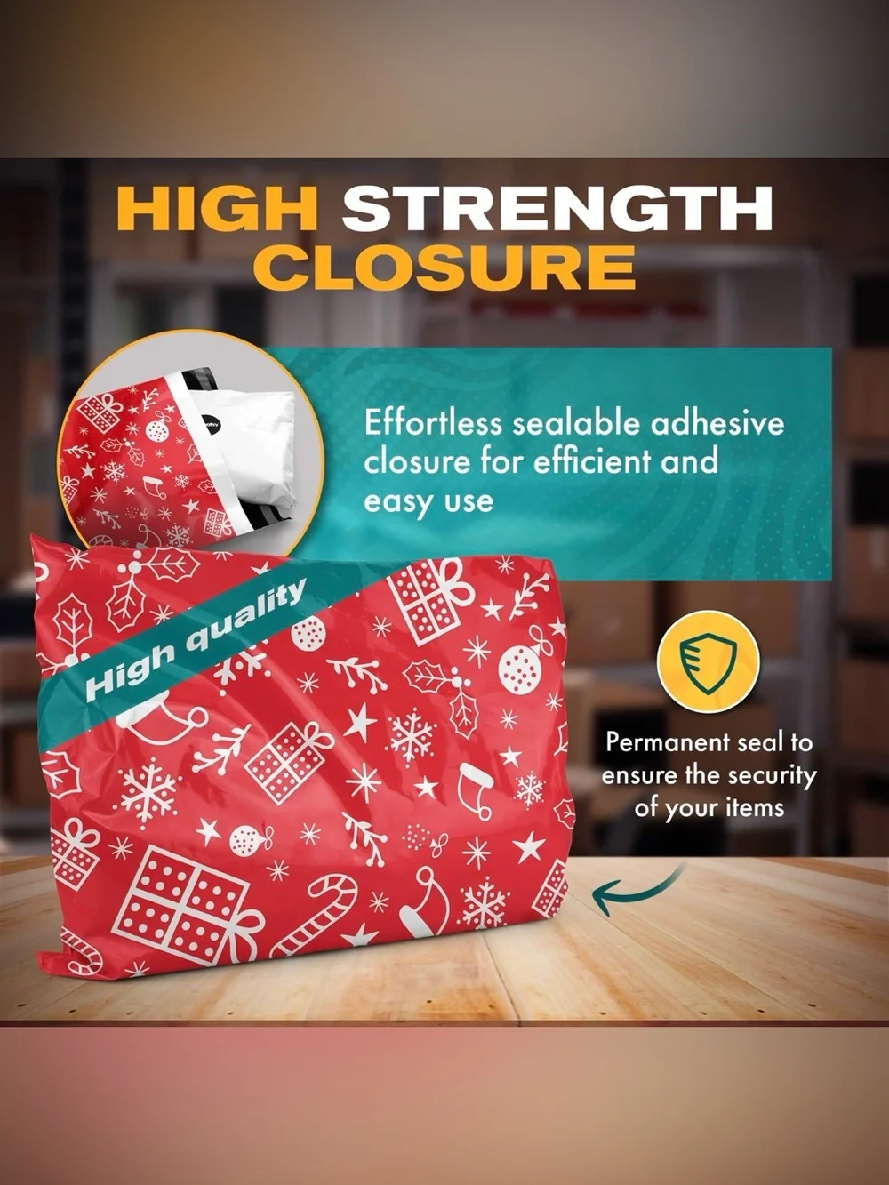 Holiday Christmas Poly Mailers 10”x13” - Set of 20